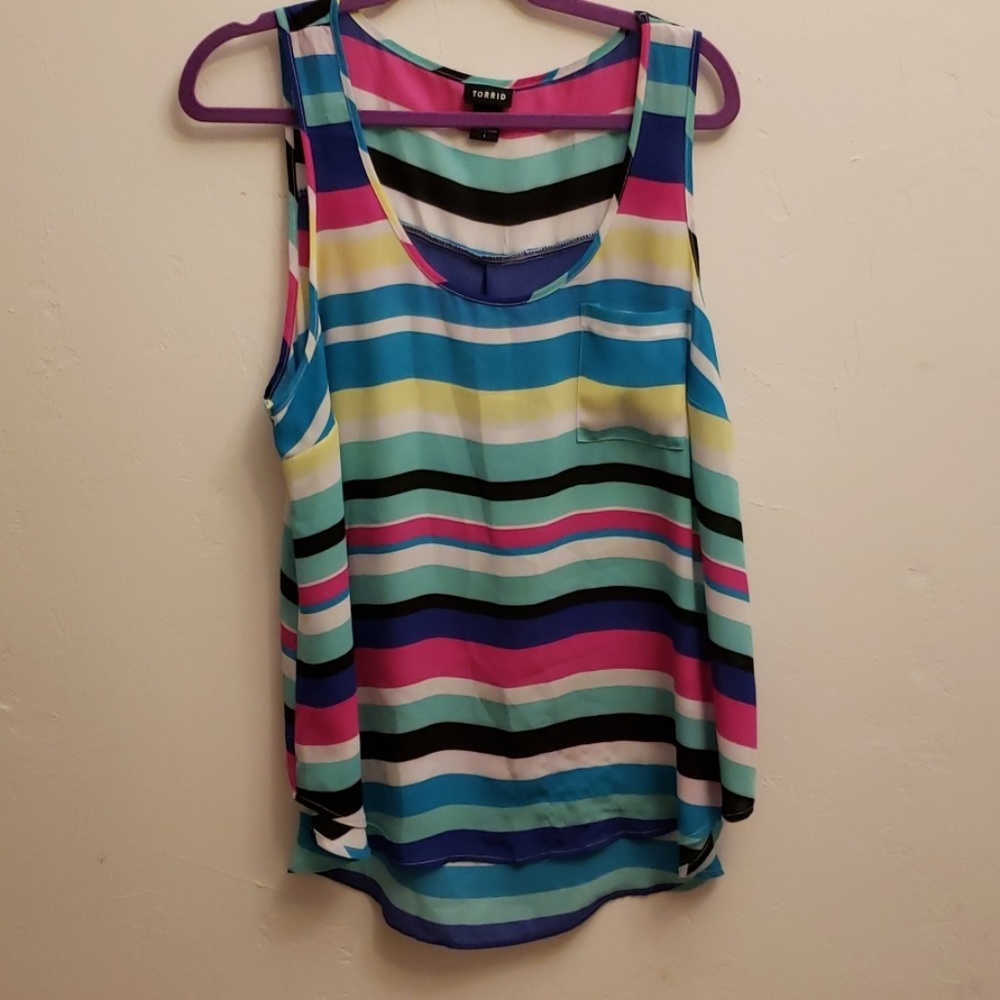 Torrid multi color striped sleeveless blouse sz 1